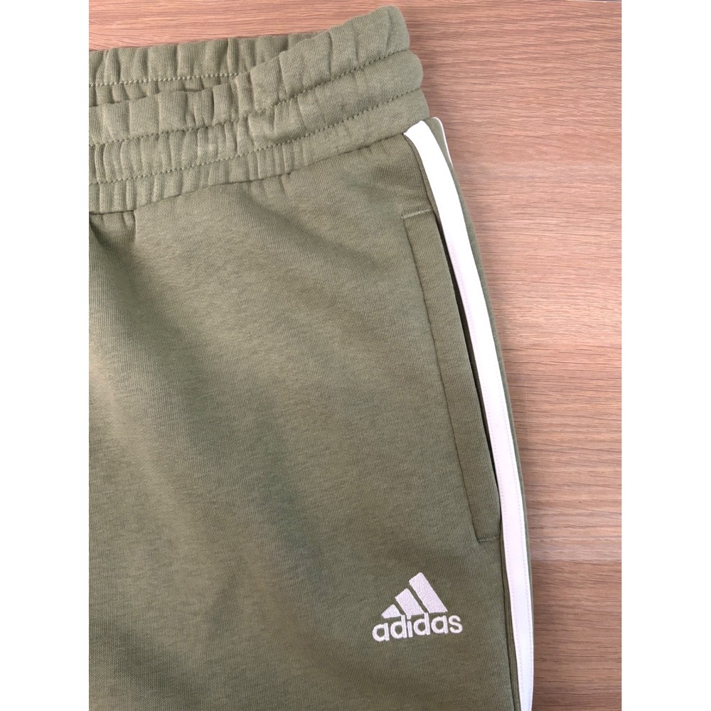 NWT Adidas Womens XL Olive Green Wide Leg Sweatpants 3 Stripe Fleece - Picture 5 of 5
